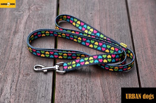 Smycz Urban Dogs – heart color dla psa – wytrzymała smycz miejska z rączką