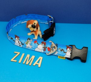 Obroża dla psa na klamrę bałwanki 3cm, 35-45 