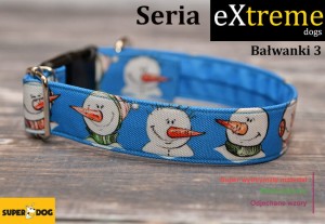 Obroża dla psa na klamrę bałwanki 3, 3cm, 30-40 