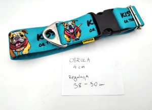 Obroża dla psa - 4cm, 40-50 klamra kiss or treat