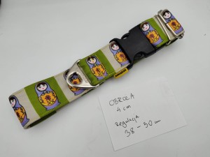 Obroża dla psa - 4cm, 40-50 klamra Matrioszki