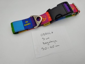 Obroża dla psa - 3cm,30-40 tęczowa