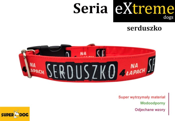 wodoodporna obroża dla psa, bardzo mocna, w różnych szerokościach, obroża dla dużego psa, obroża dla amstaffa,  wytrzymała obroża dla psa, serduszko