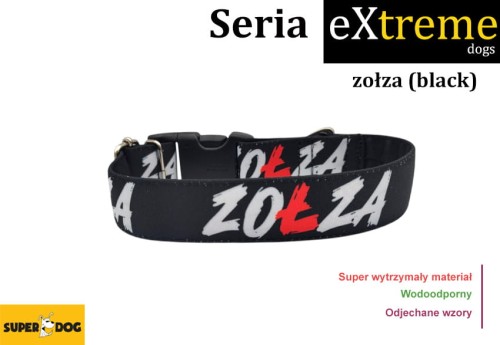 Obroża zołza Black dla aktywnego psa – mocna obroża z serii Extreme Superdog