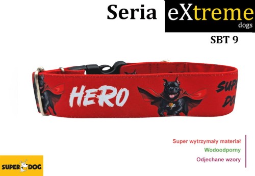 Obroża SBT-9 dla aktywnego psa – mocna obroża z motywem staffika z serii Extreme Superdog