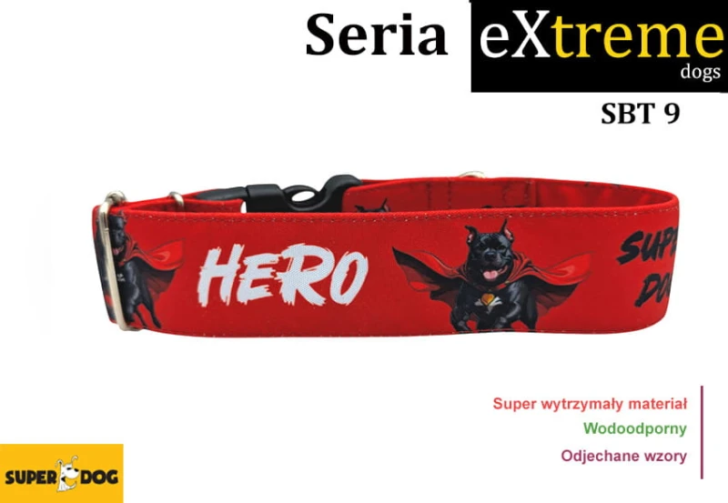 Obroża SBT-9 dla aktywnego psa – mocna obroża z motywem staffika z serii Extreme Superdog