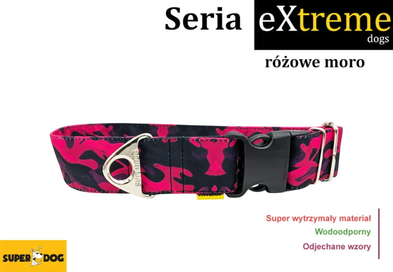 Obroża Różowe Moro dla aktywnego psa – mocna obroża z serii Extreme Superdog
