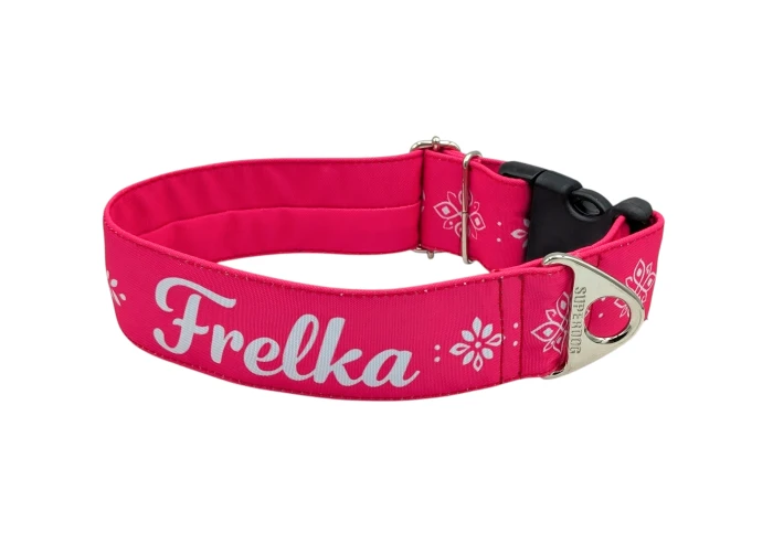 personalizowana obroża dla psa  Frelka różowa szeroka obroża Superdog