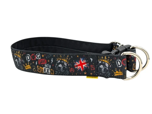 Obroża dla psa Extreme Dog Save the Queen czarna – wytrzymała, wodoodporna, regulowana, z metalowym okuciem, Superdog