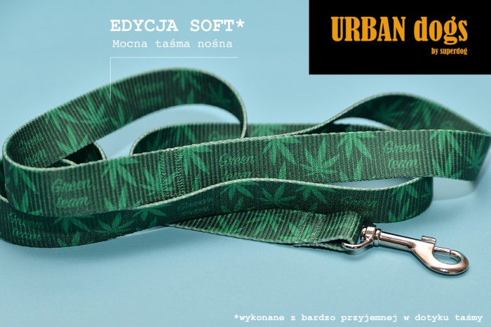Smycz przepinana dla psa Urban Dogs – green team – szyta na zamówienie