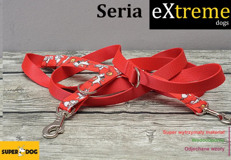 Smycz Extreme Dogs przepinana dla psa szyta na zamówienie – regulowana długość