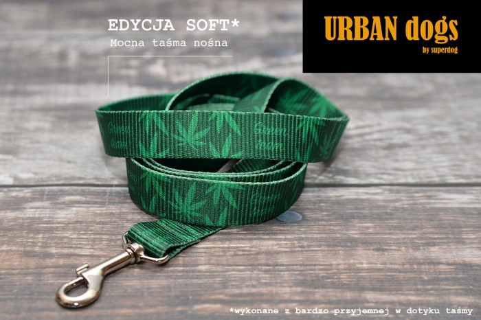 Smycz miejska dla psa Urban Dogs – green team – szyta na zamówienie