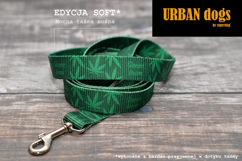 Smycz miejska dla psa Urban Dogs – green team – szyta na zamówienie