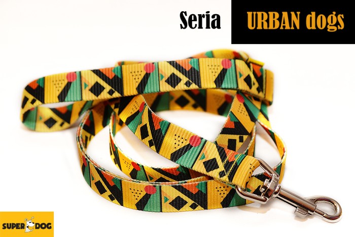 Smycz Urban Dogs – geometric madness dla psa – wytrzymała smycz miejska z rączką